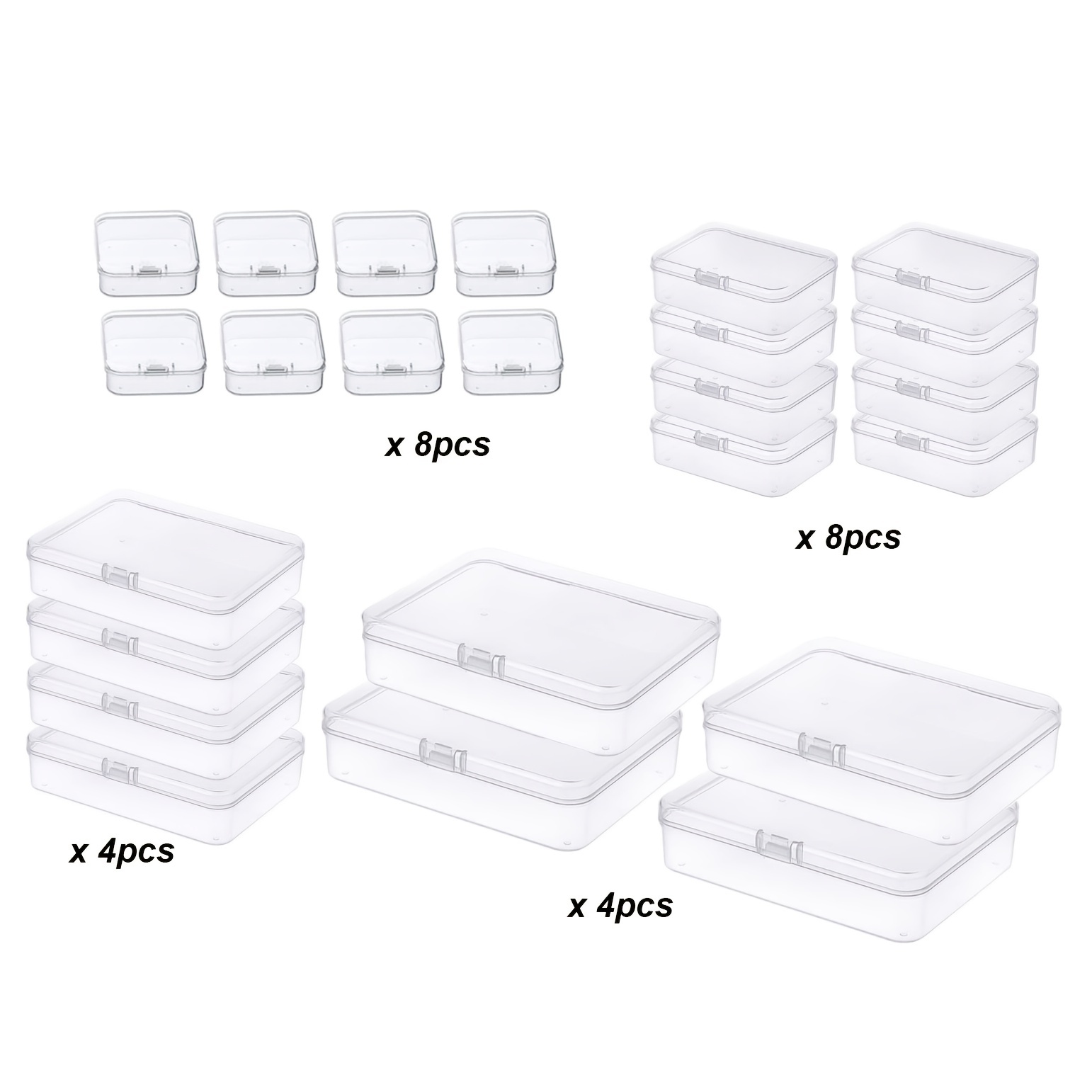 Fule 5 Pcs Clear Plastic Storage Containers Small Rectangle Bead
