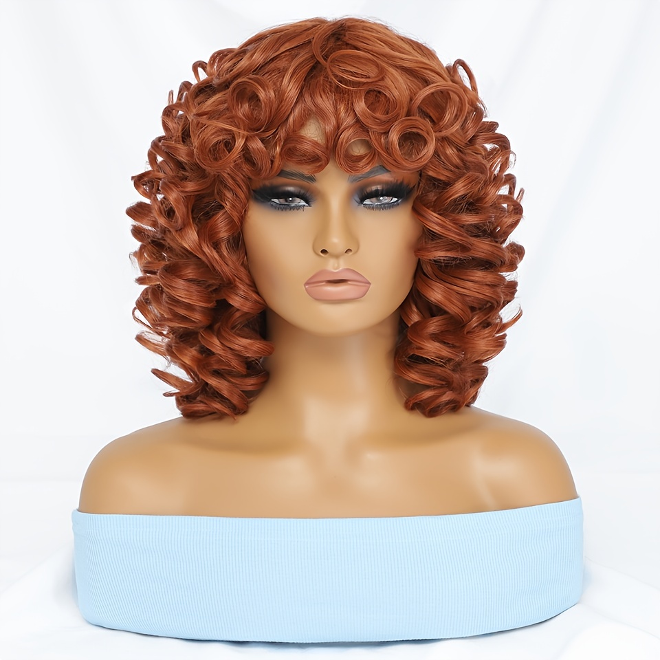 Short Afro Wigs Bangs Women Big Curly Wigs Ombre - Temu Philippines