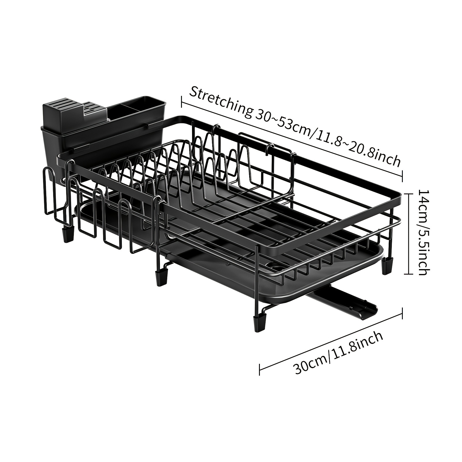 EMT ETRENDS Dish Drying Rack Plastic,Large Capacity Kitchen Dish  Drainer,Collapsible Dish Drying Rack with Drainboard,Removable Cup Holder  Rust