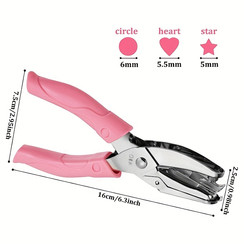 3PCS Paper Hole Punch Shapes, Single Hole Puncher for Crafts,Handheld  Circle/Star/Heart Hole Punch