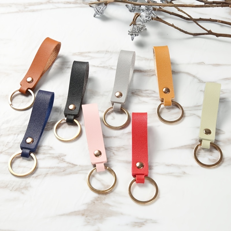 1pc Leather Tassel Charm Keychain Solid Key Ring Minimalist Bag Accessory Car Pendant Phone Ornament,Temu