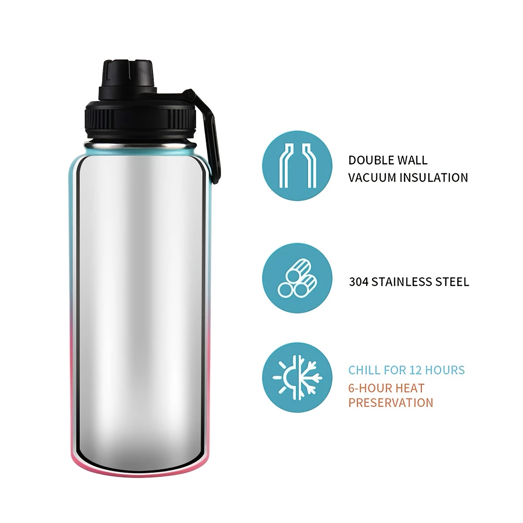 Sports Water Bottle,, (straw Lid), Leak Proof, Durable Double Walled  Stainless Steel, Gym Bottles, Hot & Cold Insulated Water Cups, For Men,  Women - Temu