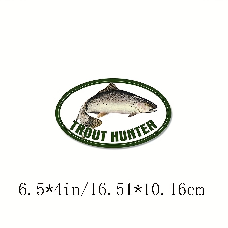 Oval Trout Hunter Sticker (fishing Fish Rainbow Fisher Fly - Temu Saudi  Arabia
