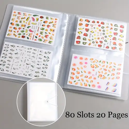 80 Slots Empty Nail Slider Storage Book Clear Sticker Holder Organizer  Album Display Design Nail Tool Photo Showing Shelf