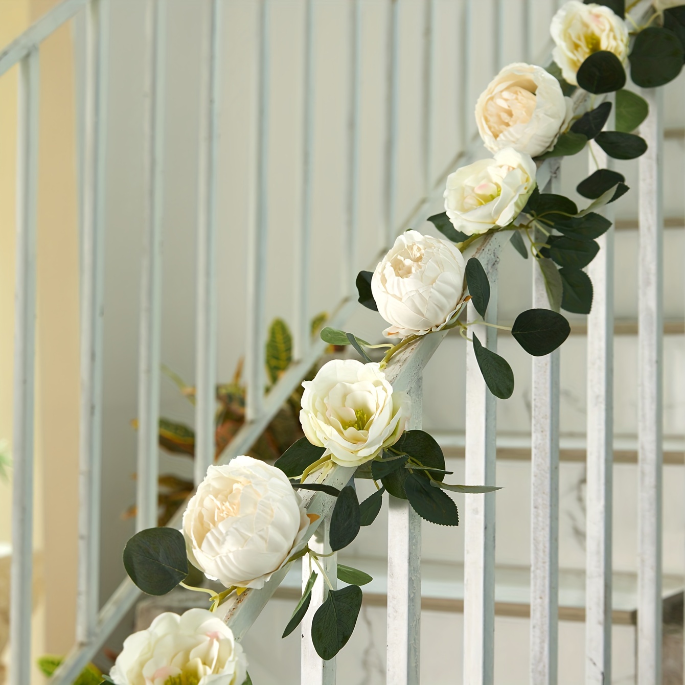 2pcs Wedding Party Backdrop Decoration, Artificial Rose Flower Vine 98.43  Inch Hanging Silk Ivy Garland For Wedding Baby Shower Home Outdoor Indoor  Wall Decor