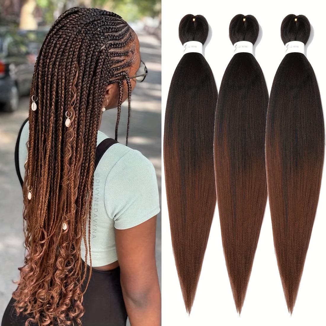 Pre-Stretched Braiding Hair - 30 Inch Natural Hair Extension Braiding Hair  Pre-Stretched Professional Synthetic Fiber Crochet Hair Hot Water Setting