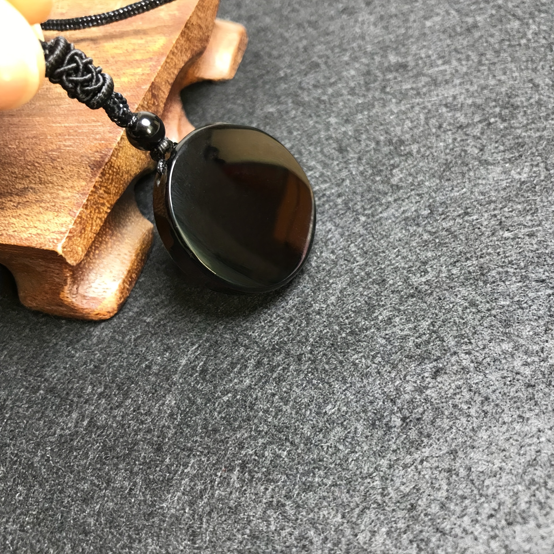 Obsidian Men's Frosted Tree of Life Pendant Necklace