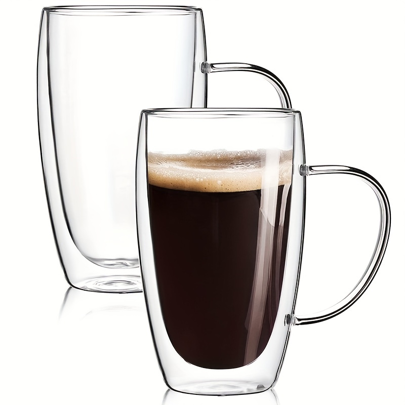 2 Pack Glass Espresso Mugs, Double Wall Thermo Insulated Glass Coffee Cups, Glass  Coffee Mugs (200ML/6.76oz) 