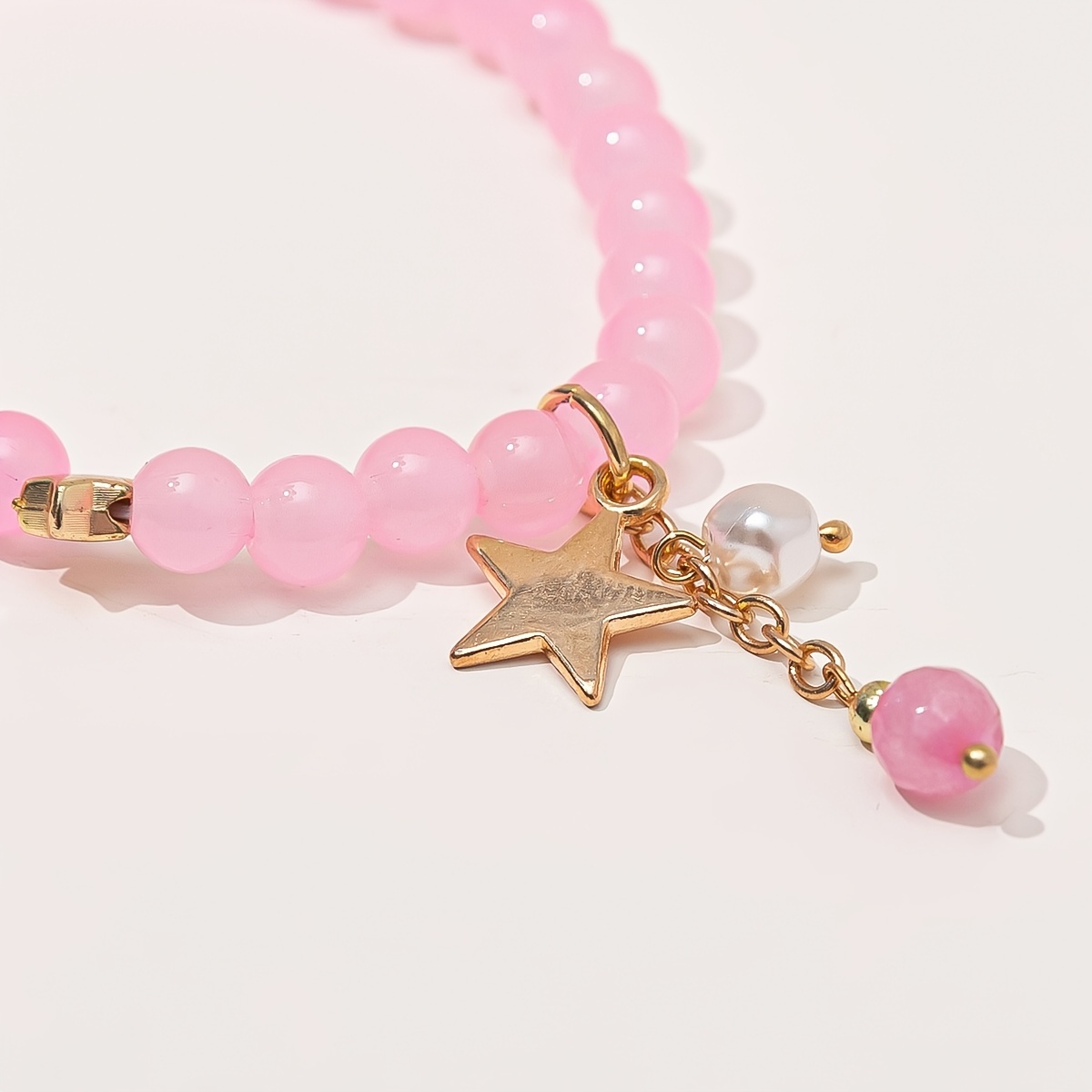 Pink Star Crystal Bracelet with Extension Chain