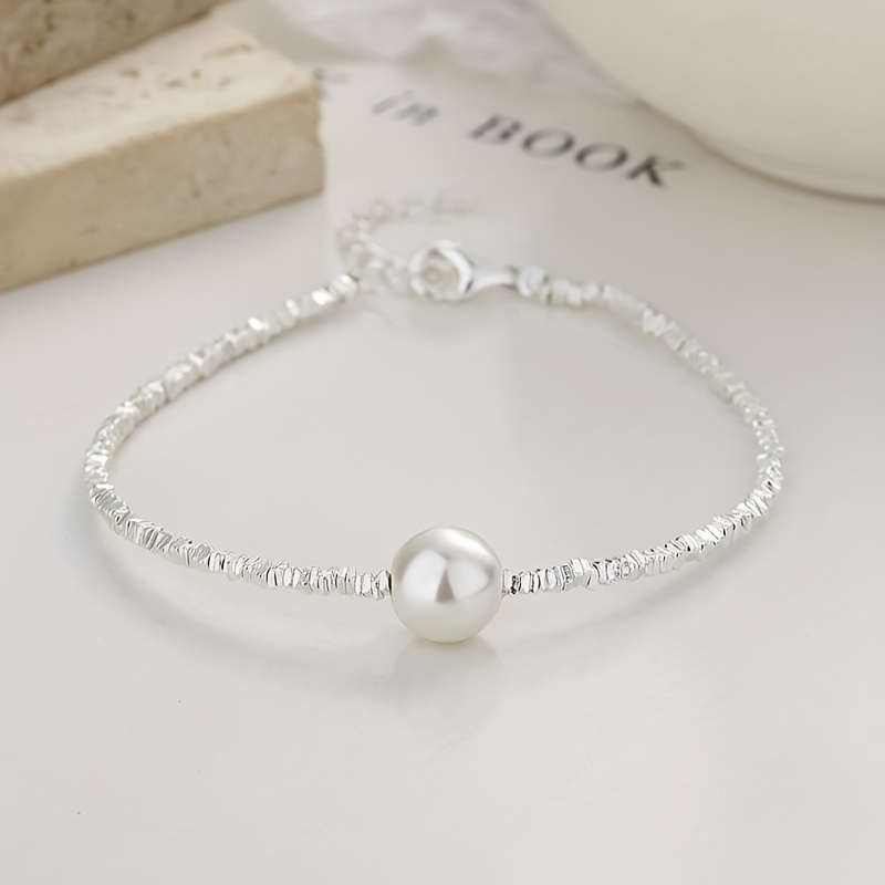 Electroplated Broken Silvery Pearl Bracelet, Irregular Cut Design