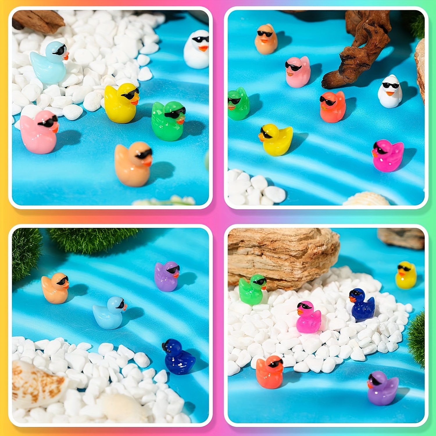 Ducks Toys Mini Resin Duck Sunglasses Colorful Duck Figures - Temu