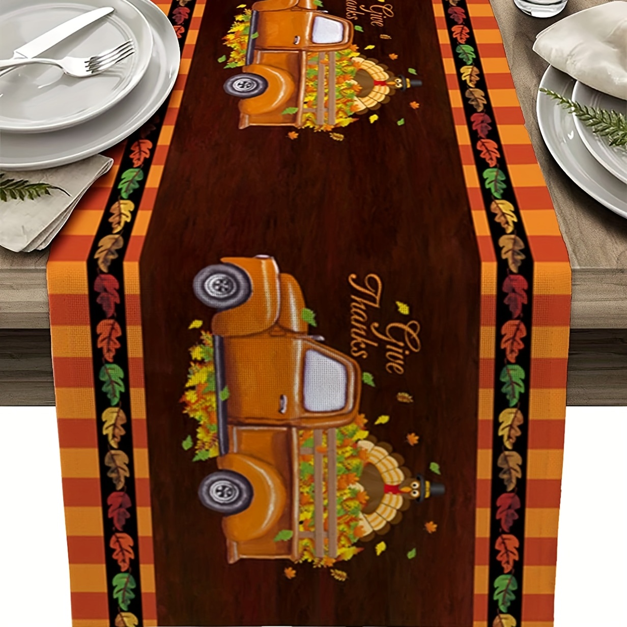 Thanksgiving Table Runner For Dining Table, Seasonal Fall Harvest