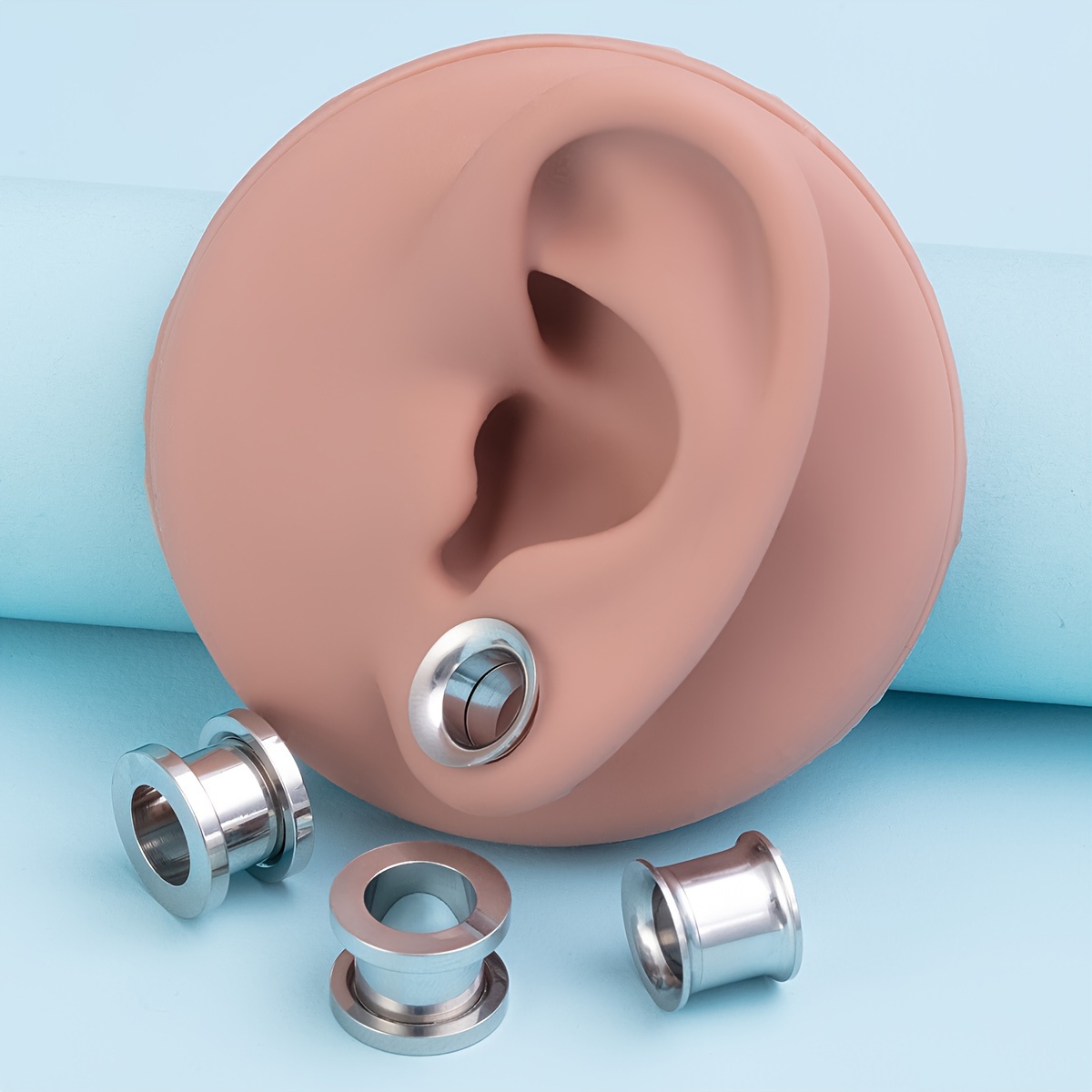 Stainless Steel Ear Tunnel Plug Ear Gauges Earrings Curved Temu