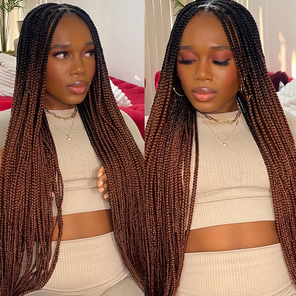 Synthetic Cornrow Box Braid Wig Knotless Lace Front Braided - Temu