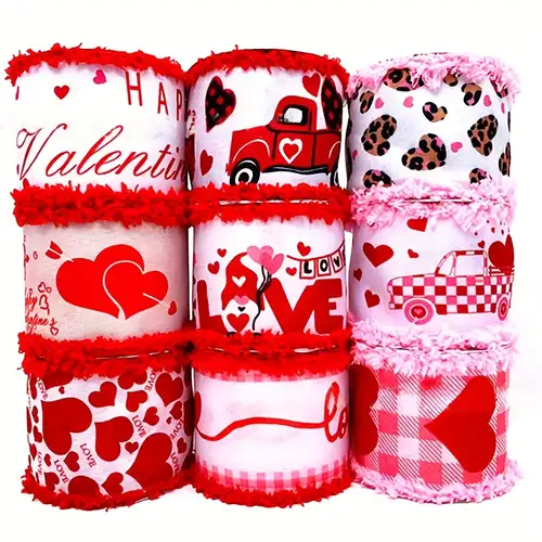 Valentine's Day Printed Hearts Satin Ribbon, 1-1/2-Inch, 25-Yard - Red/White