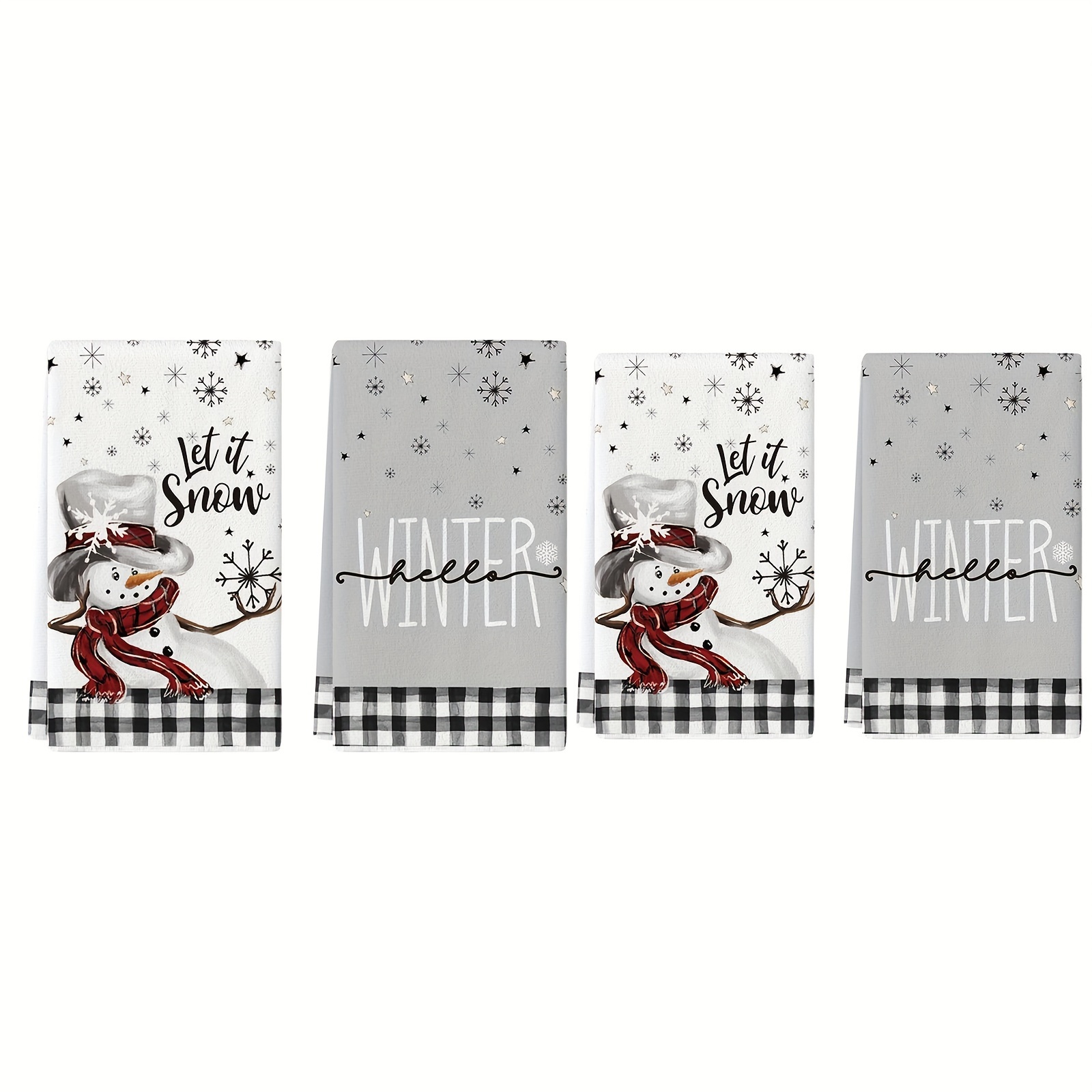Christmas Hand Towels Plaid Snowflake Snowman Printed Towel - Temu