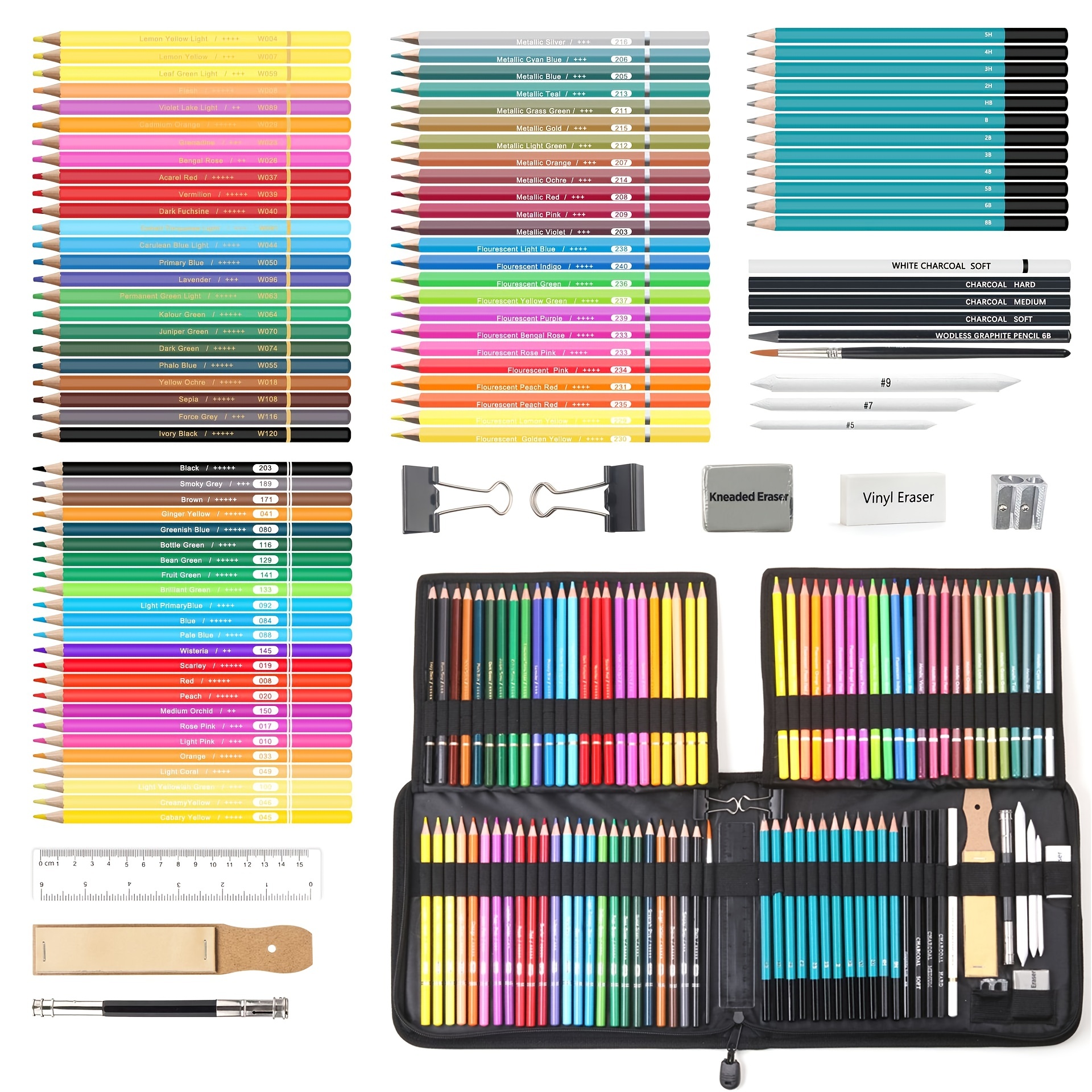 102pcs Color Pencil Art Painting Water Soluble Color Lead Painting Kit