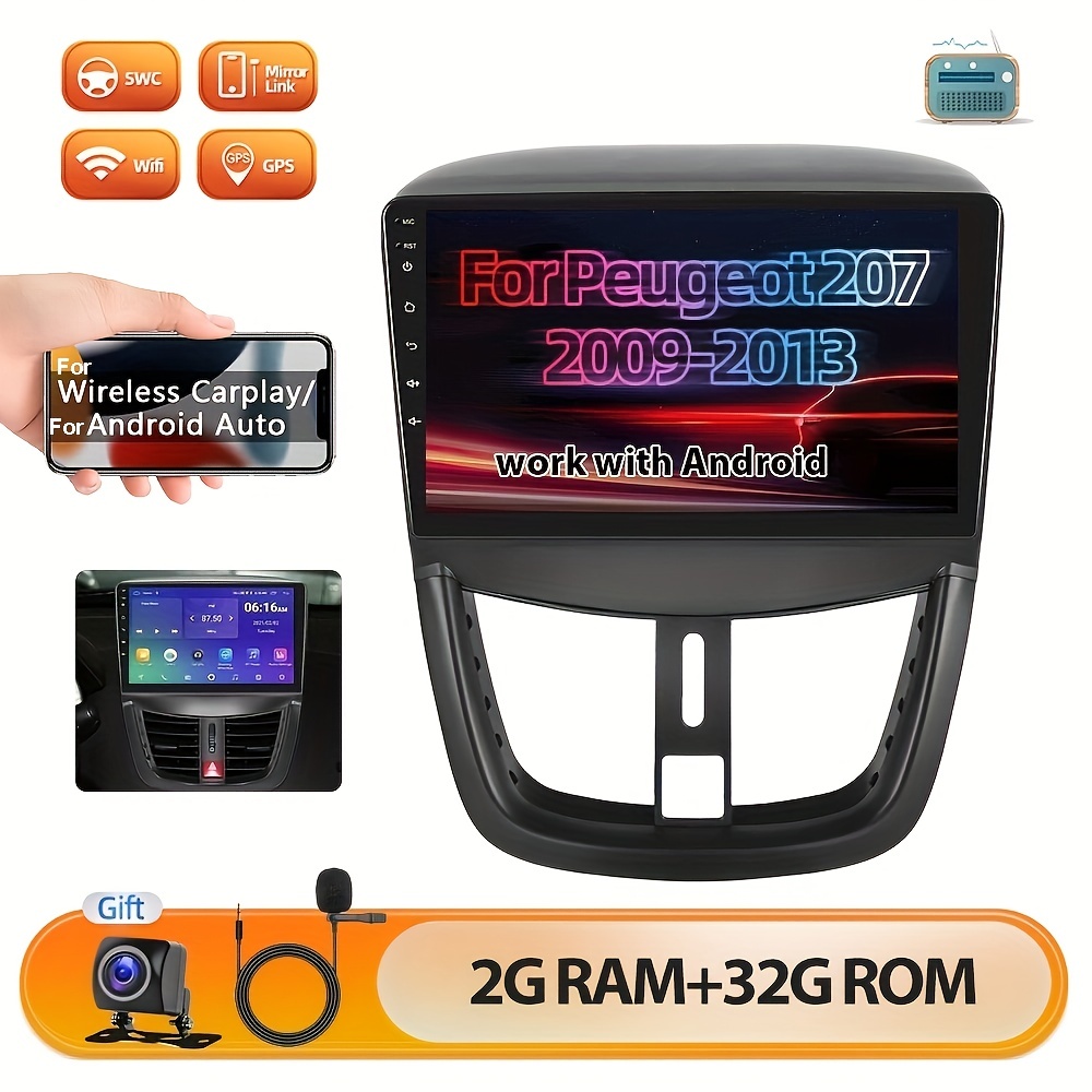 Mat Peugeot 207 compatible Android Multimedia Carplay 9 Inc HD IPS