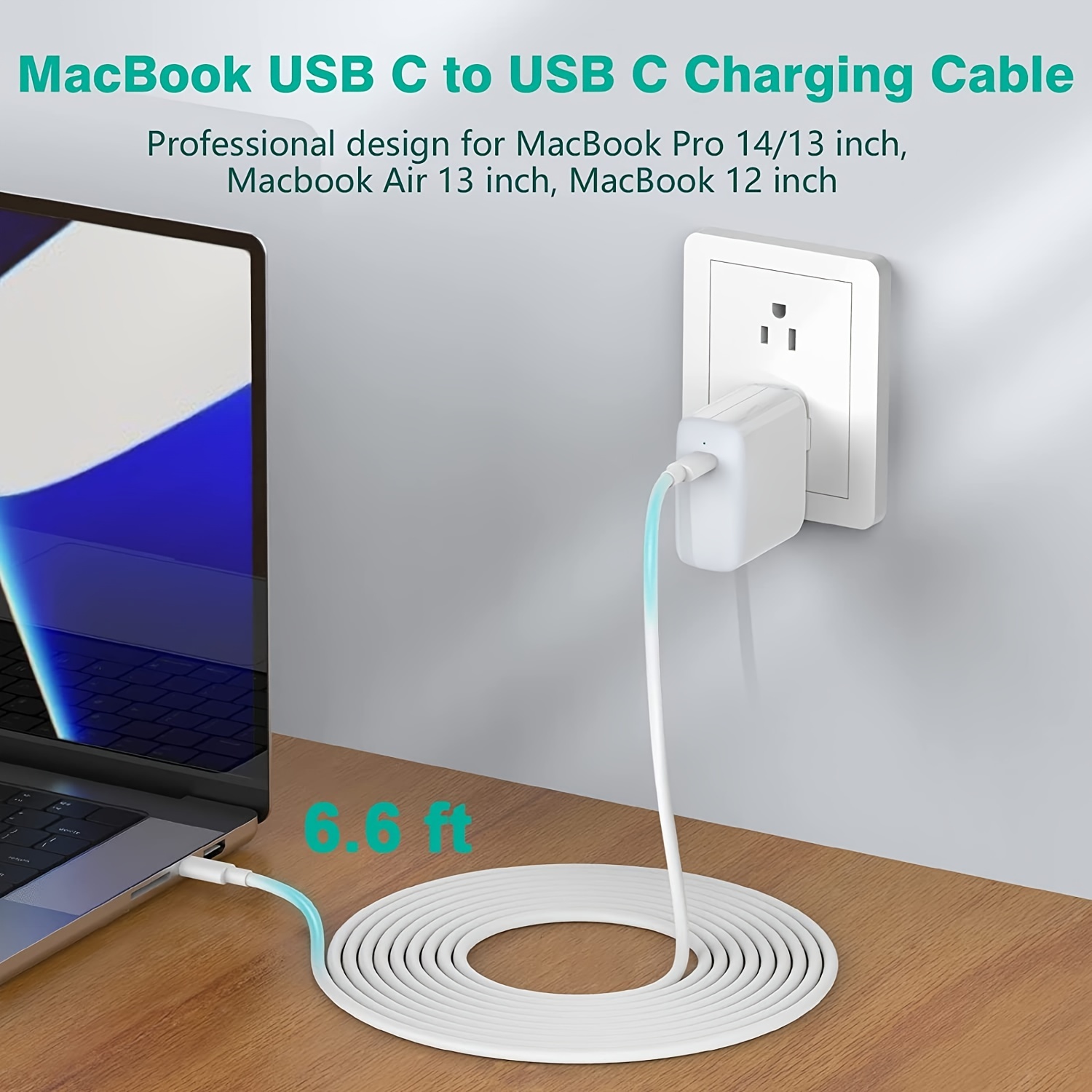 Usb C To Usb C Charging Cable 3a For Macbook Air Book - Temu