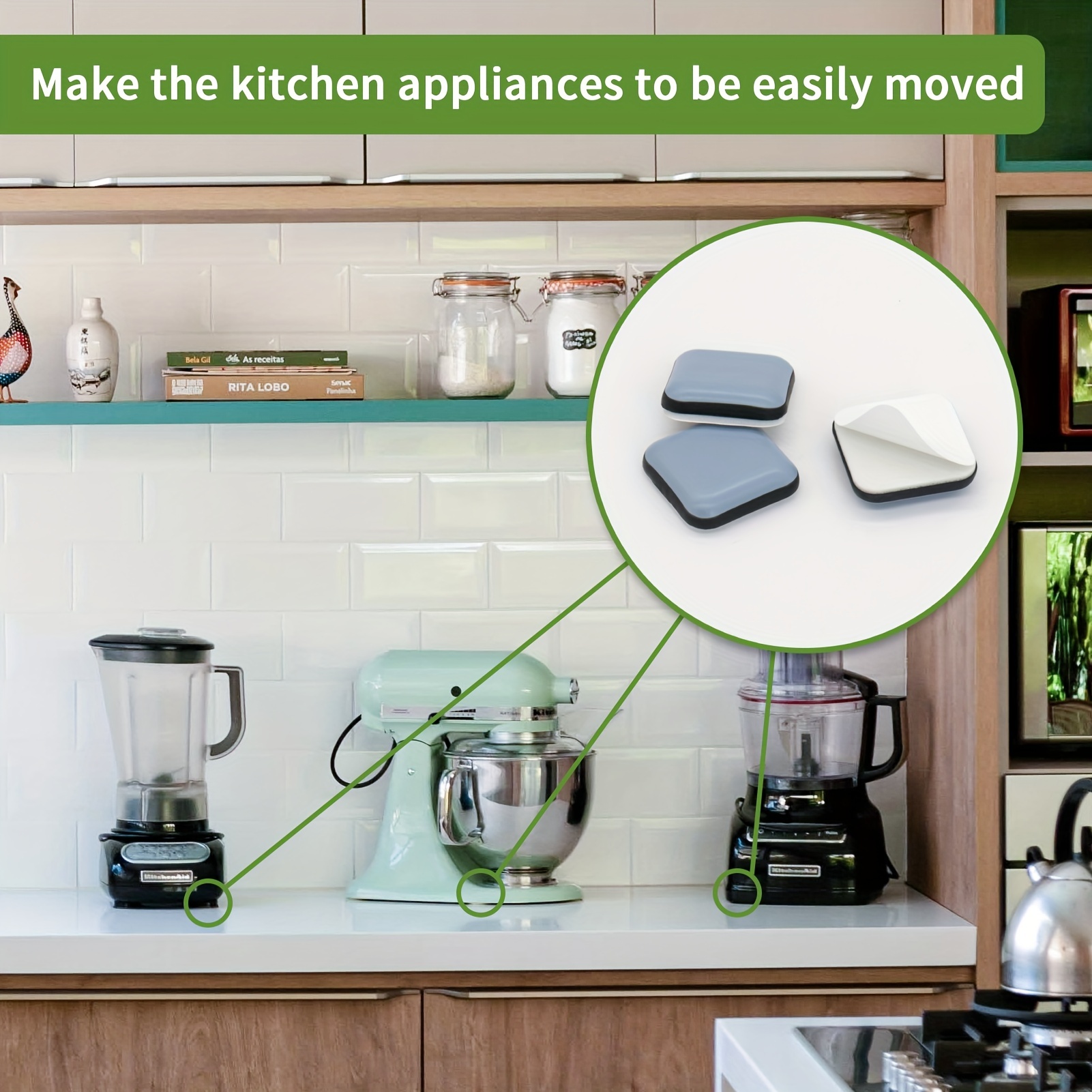 12 Pcs Kitchen Appliance Slider,Appliance Sliders for Kitchen Appliances,DIY Self Adhesive Appliance Slider for Most Coffee Makers,Blenders,Kitchen