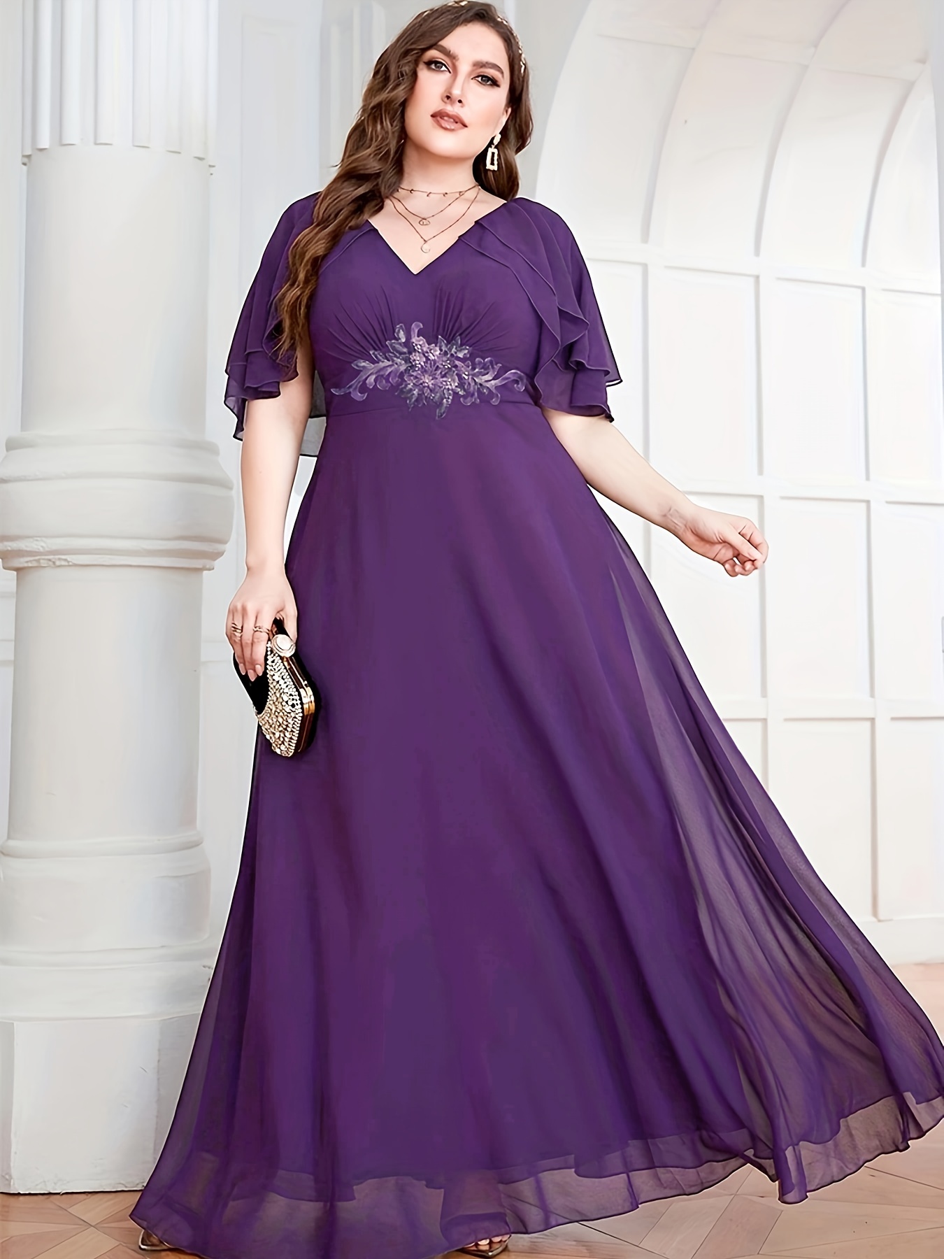 Plus Size Purple Dress - Temu