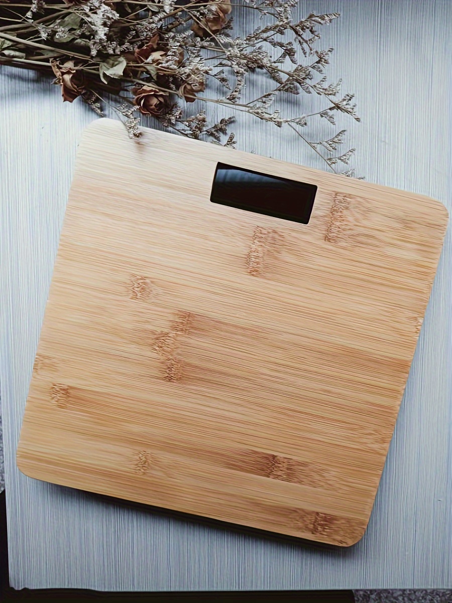 1pc Body Weight Scale, Bamboo Bathroom Scale For Weight Loss, High Accuracy Digital Body Scale With LED Display, 180kg/396lb, KG/LB, 11 Inch, Natural Bamboo Wood Digital Weight Scale, AAA Battery Not Included details 3