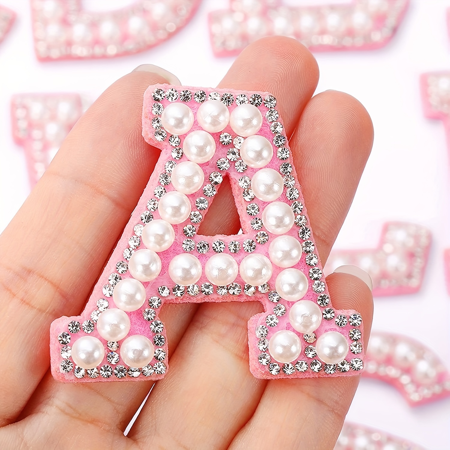  2 PCS Self Adhesive Letter Patches For DIY Supplies, Pearl  Iron On Letters For Fabric Clothing/Hat/Bag, A-Z Varsity Letters Iron On  Patches