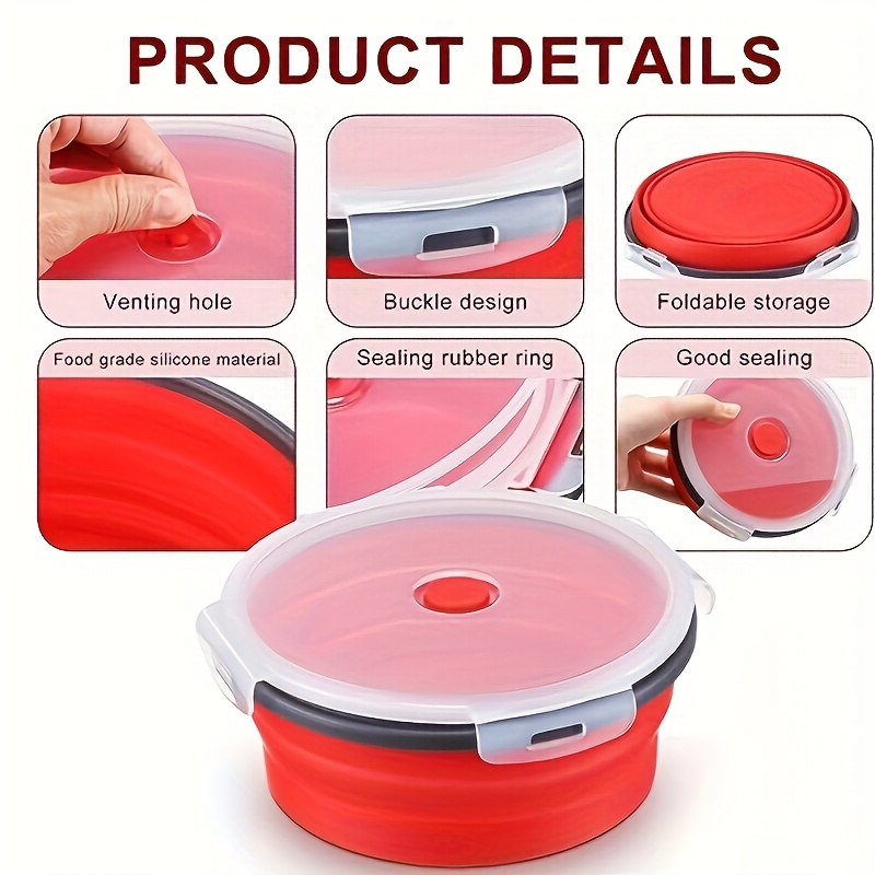 Collapsible Silicone Food Storage Container - Bpa Free, Microwave,  Dishwasher, And Freezer Safe - Perfect For Leftovers, Bento Lunch Boxes,  And Back To School - Foldable Design Saves Space For Teenagers And Workers  - Temu