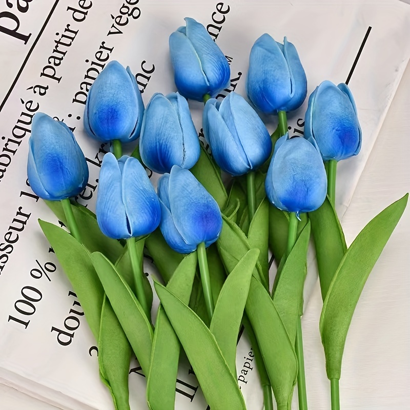 Ramo de tulipanes artificiales, flores de tulipanes artificiales de tacto  Real, arreglo de tulipanes de Pu, ramo de tulipanes de látex para fiesta, 2  uds. YONGSHENG