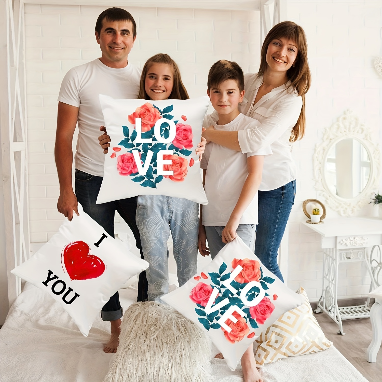Mom, love and dad sublimation pillow case