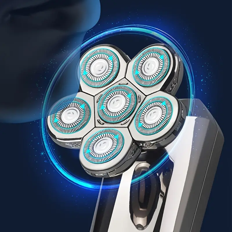 electric head hair shaver led display ultimate mens cordless rechargeable wet dry skull bald head waterproof razor with rotary blades clippers nose trimmer brush massager details 7