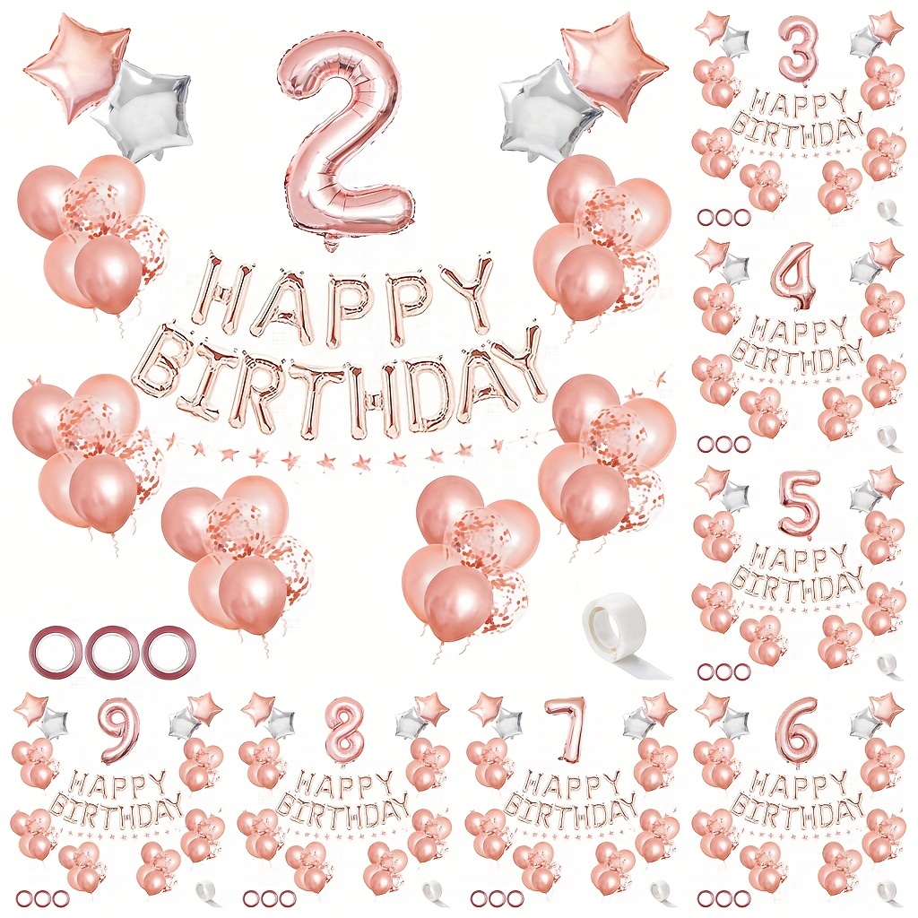 Decoración de 8º cumpleaños para niña, decoración de cumpleaños número 8  para niñas con pancarta de feliz cumpleaños, globos de número 8 para