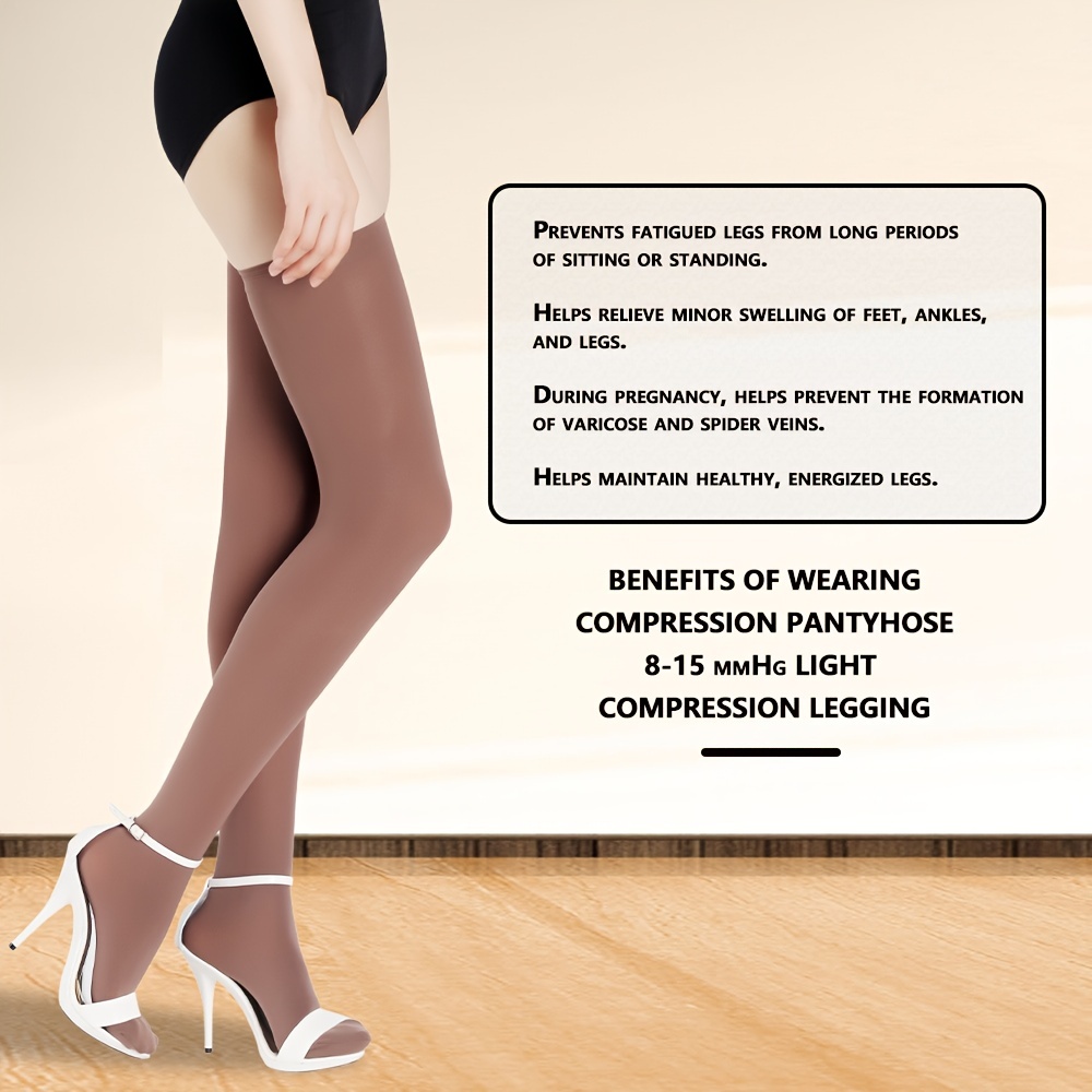  Pantimedias de compresión 8-15mmHg para mujer, calidad médica,  soporte sin pies, medias compresivas, Beige : Salud y Hogar