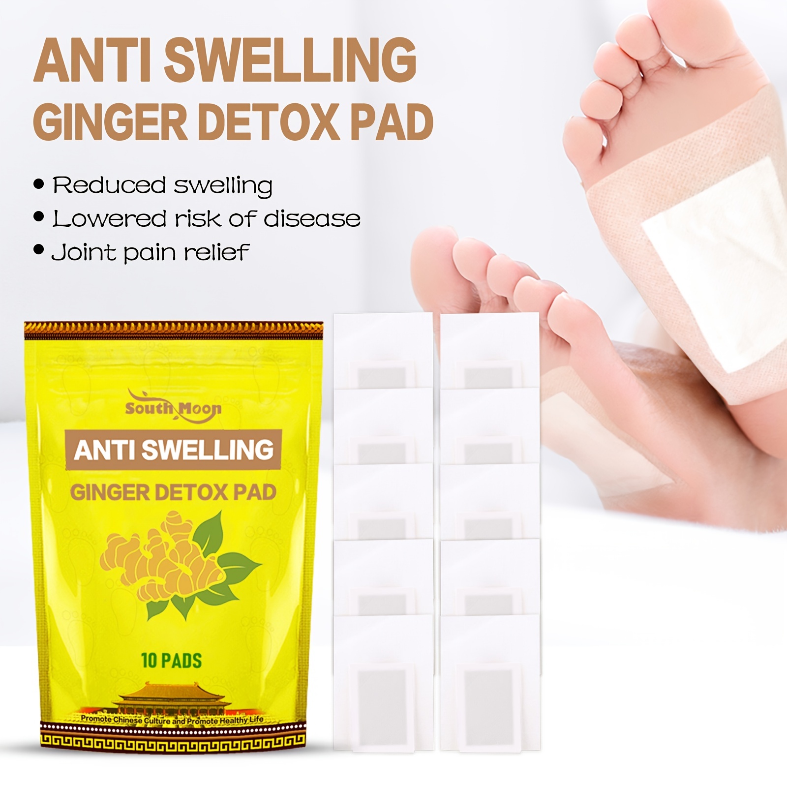 10pcs Ginger Foot Patch Cleaning Pads & Foot Stickers with Ginger Essence
