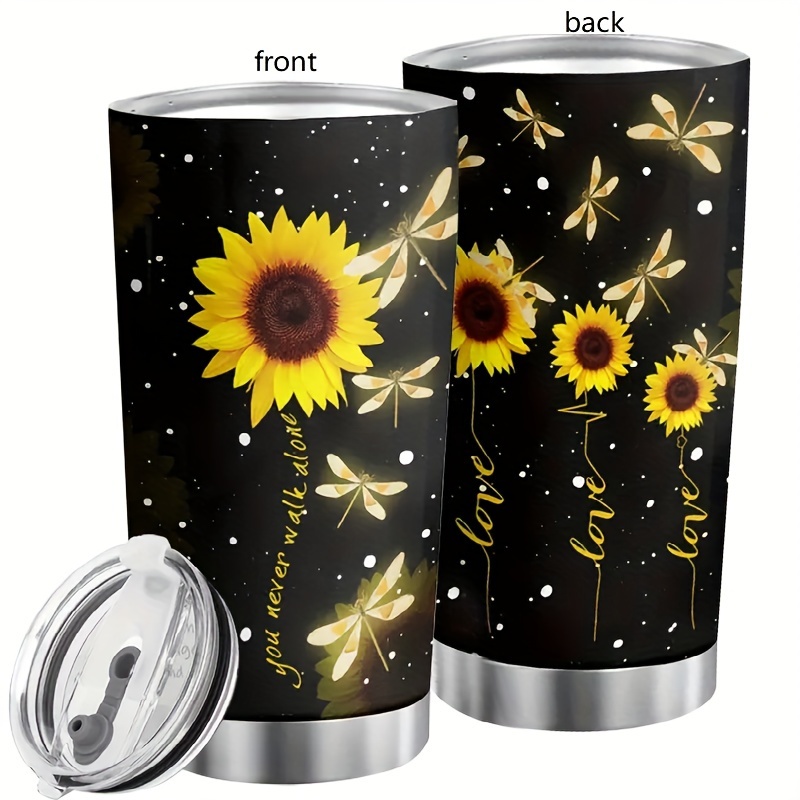 Sunflower Insulated Tumbler With Handle With Straw Lid Leak - Temu