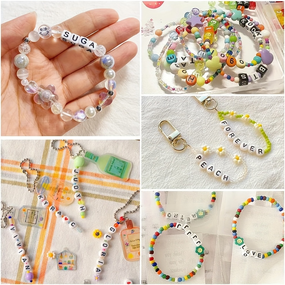 Bead Letters 500Pcs Acrylic Letter 7 Colors Letter Beads For Bracelets Kids