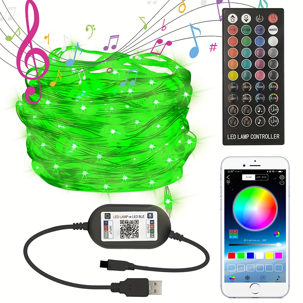 200 LED Fairy String Light Smart Bluetooth RGB Copper Wire