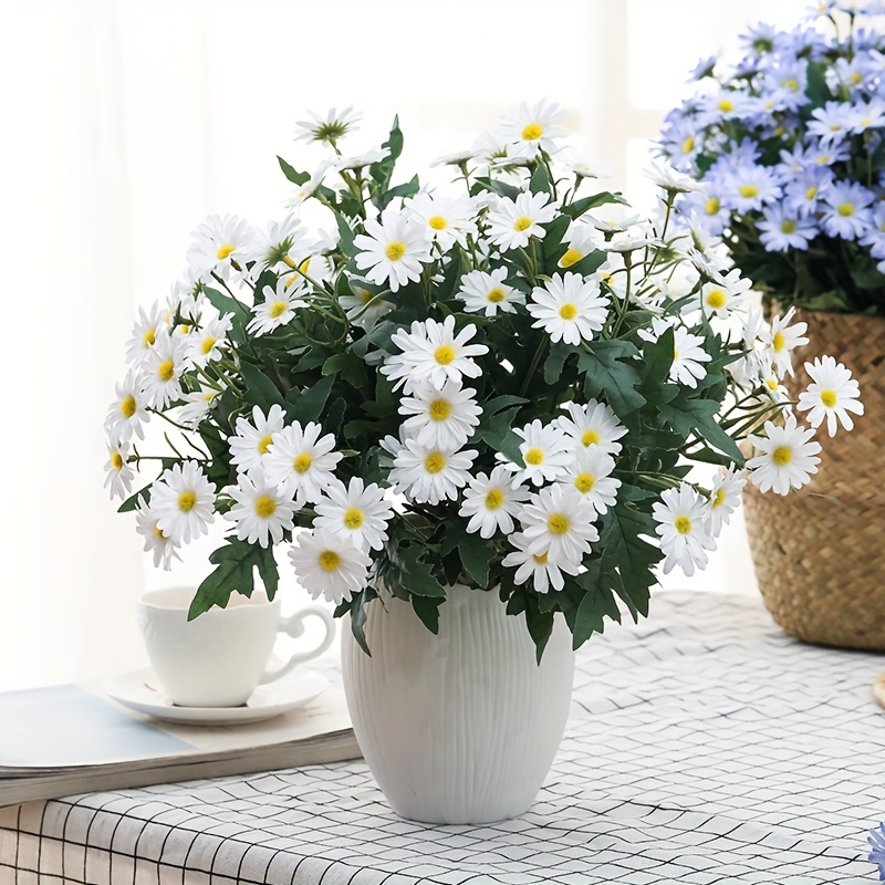 

3 Bundles Artificial Flowers, White Fake Flowers Daisy Great Match For Faux Flowers Bouquet, Wedding Floral, Decoration For Room, Table, Bedroom, Office, And Kitchen