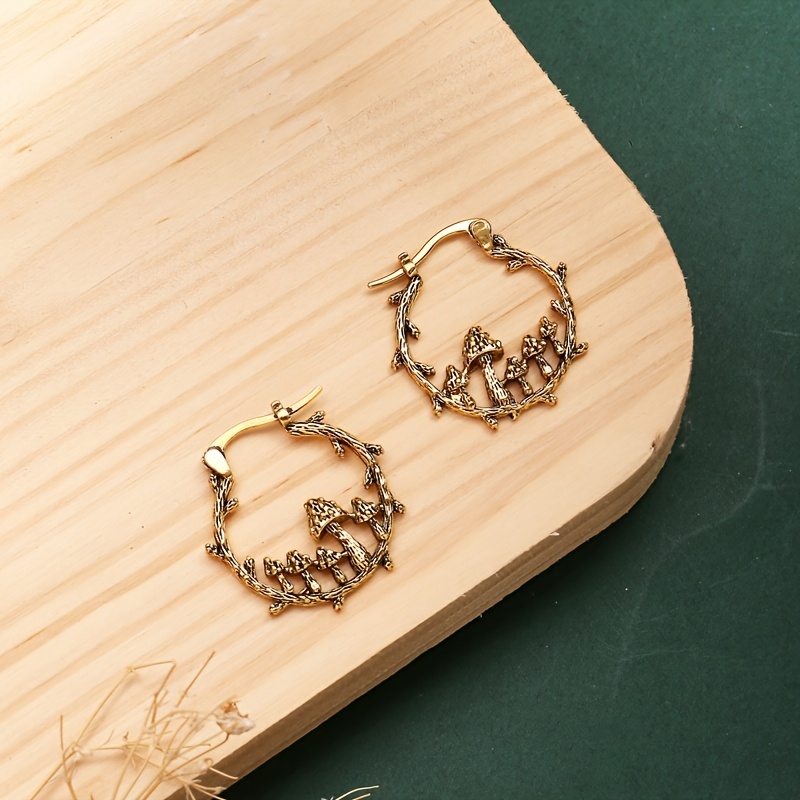Women's Ancient Golden Tree Branch Hoop Earrings