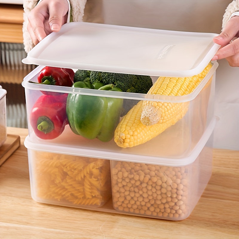 Refrigerator Storage Box 4/6 Grid Food Vegetable Fruit Storage Box Fridge  Organizer Drain Basket Meat Onion Ginger Clear Crisper