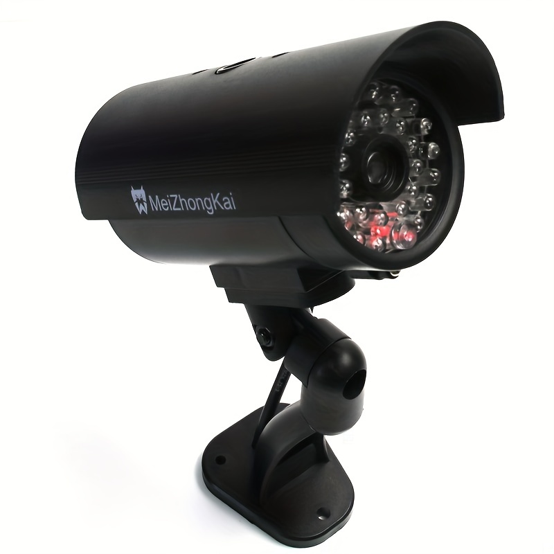 Cámaras de seguridad falsas, cámara de vigilancia falsa cúpula CCTV  simulada con lente de luz roja intermitente para el hogar, exterior,  interior