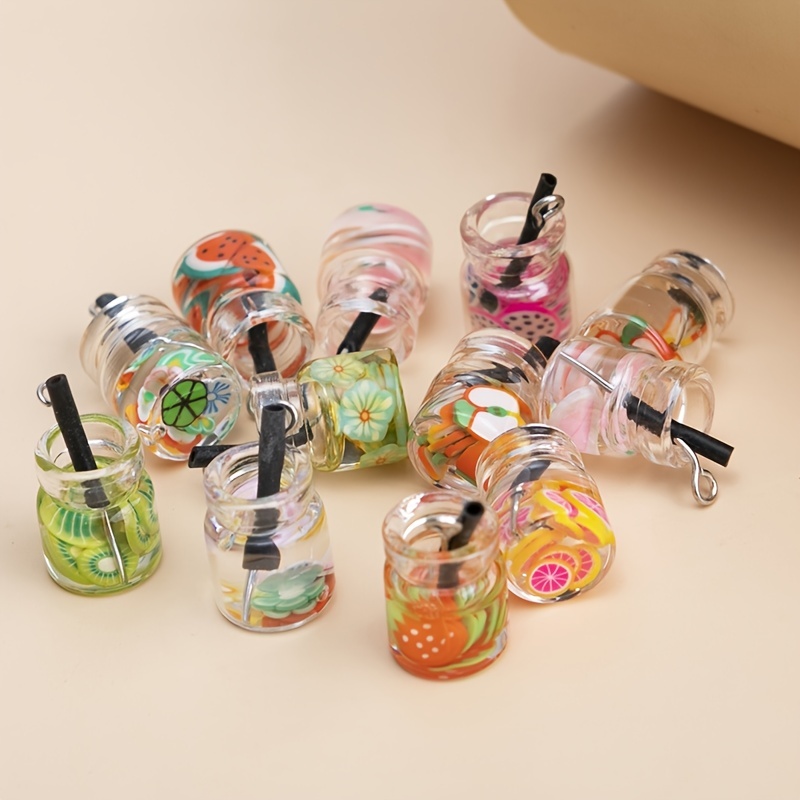 10pcs/pack Water Bottle Resin Charms Keychain Earring Pendant Charm Jewelry  Mak