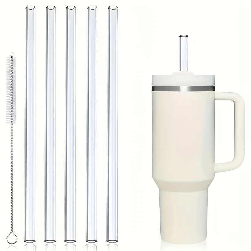 6 Pack Stainless Steel Metal Straws Replacement for Stanley Cup 40 oz  Stanley Tumbler Accessories Straws, 0.38'' Wide 12'' Long Reusable Straws  with 1