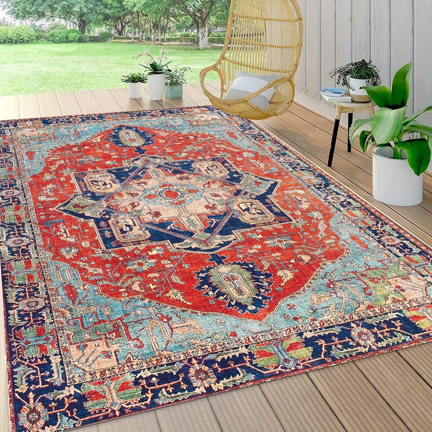 Outdoor Rugs 9X12 for Patios Clearance,Large Waterproof Rug for Camping, Porch,Rv