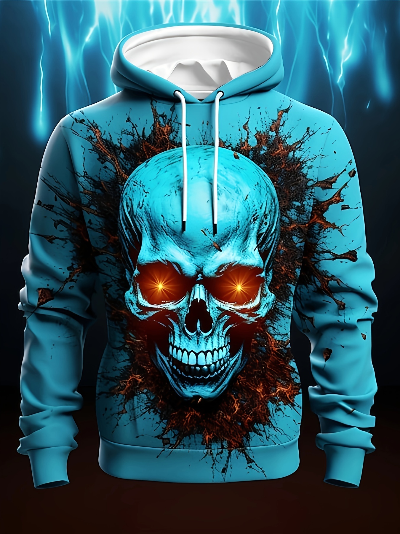 Kapuzenpullover 2024 Skull Print Latex Streetwear Gr. L-XL