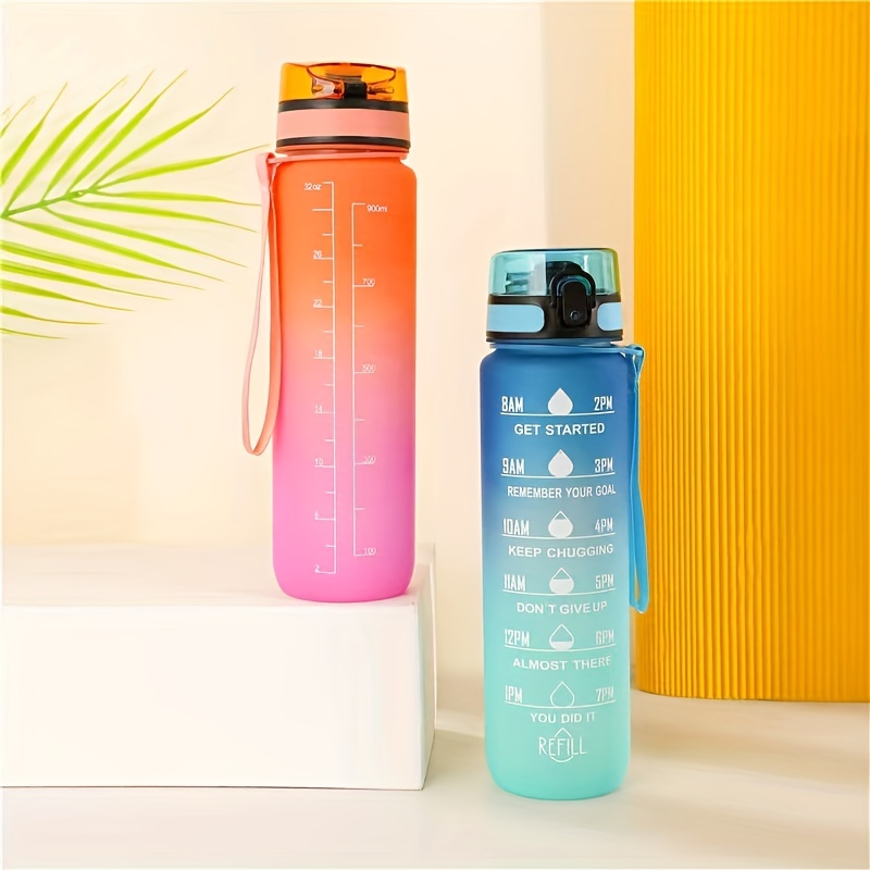 1L Sport Water Bottle With Time Marker & Straw Motivational Water Jug BPA  Free Leakproof Large