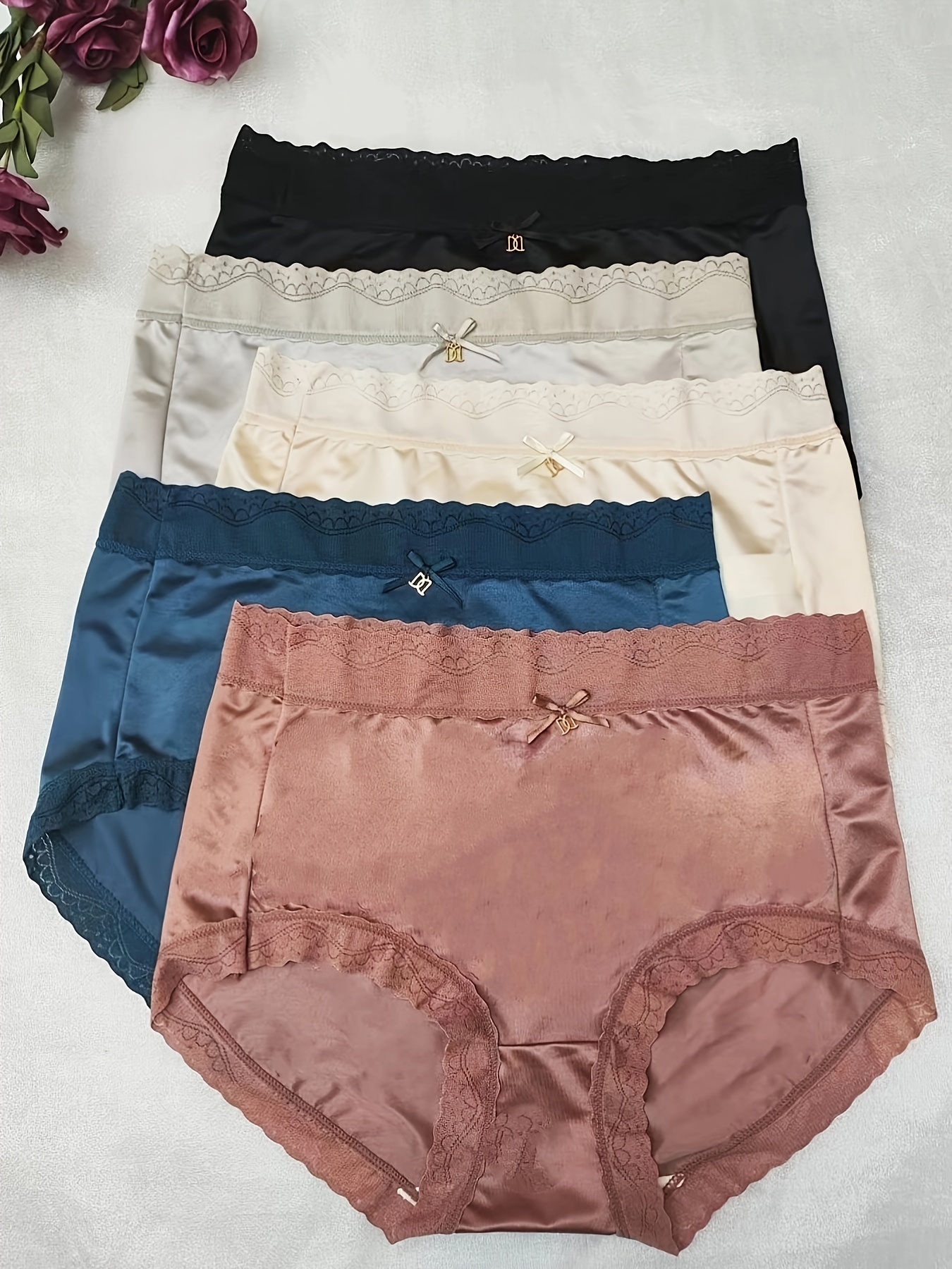 1pc Women Silky Panties Seamless Smooth Briefs Underwear Plus Size