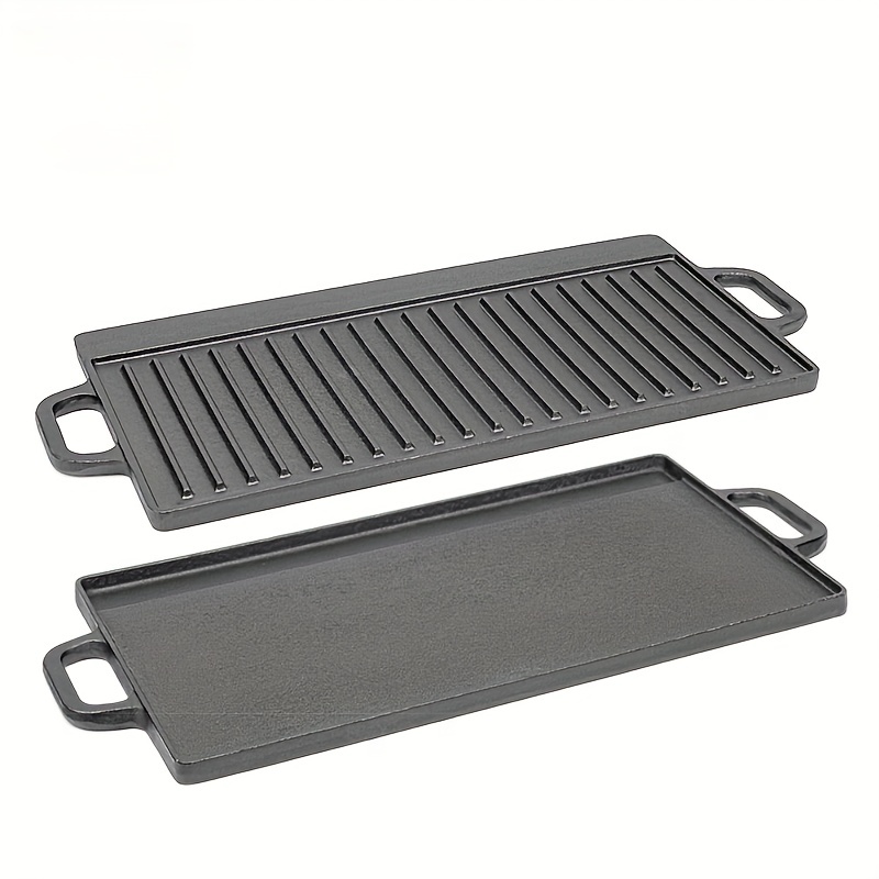 1pc Cast Iron Double Sided Grill, Non-stick Barbecue Pan Suitable For  Indoor Stove Or Outdoor Barbecue Accessories