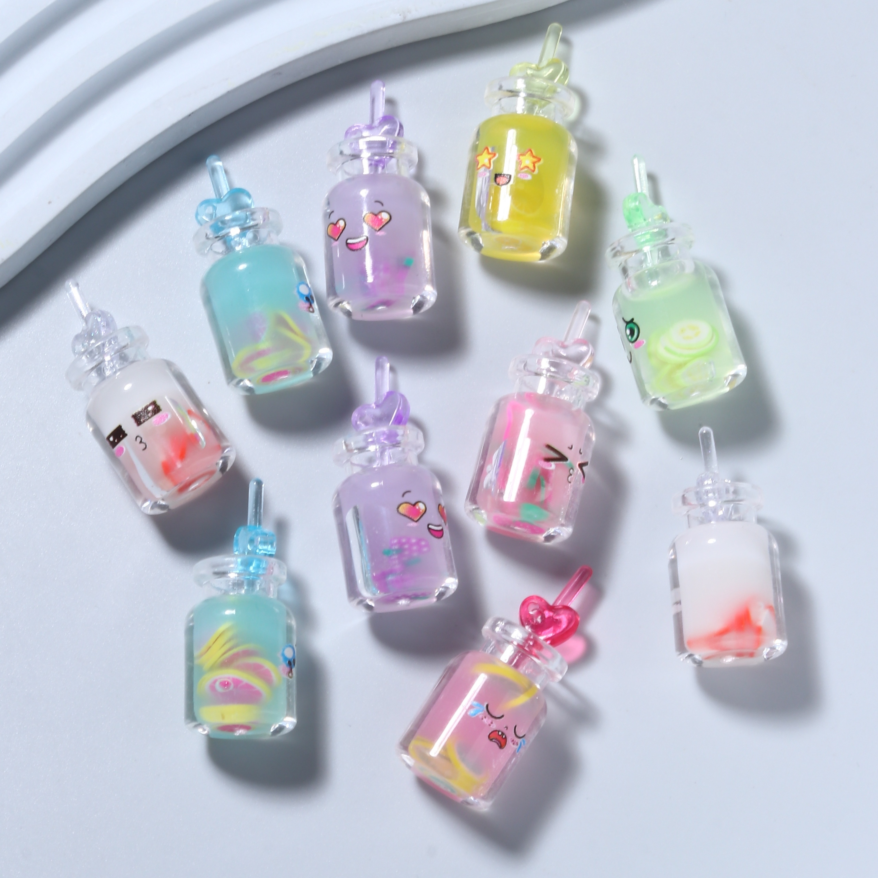 10Pcs Mini Mineral Water Bottle Charms Resin Bottle Pendant DIY