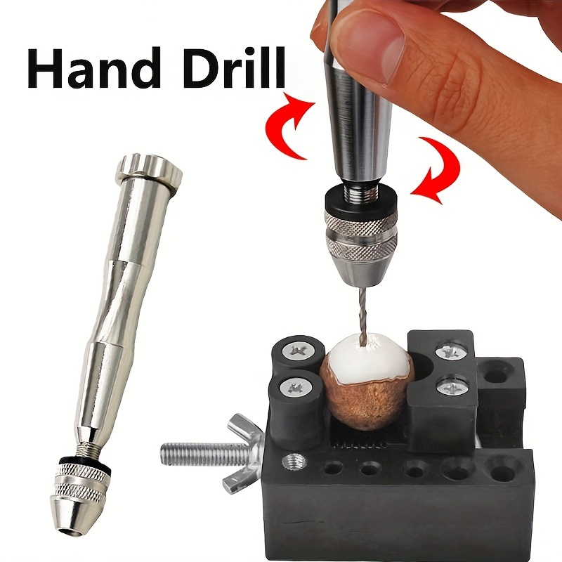 Mini Micro Aluminum Hand Drill With Keyless Chuck +10x Alloy Steel Twist  Drills Rotary Tools Wood Drilling